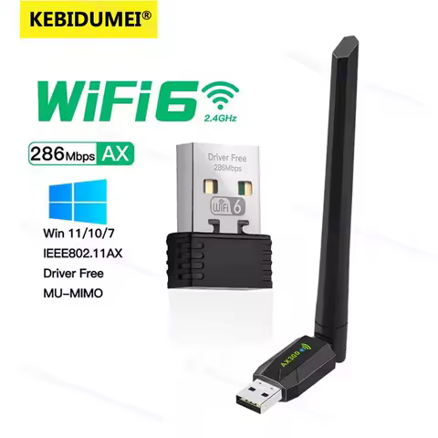 2.4G WIFI 6 USB Adapter AX286 Network Card Dongle Wireless Antenna Signal Reception LAN Card For PC Laptop Win10/11 Driver Free