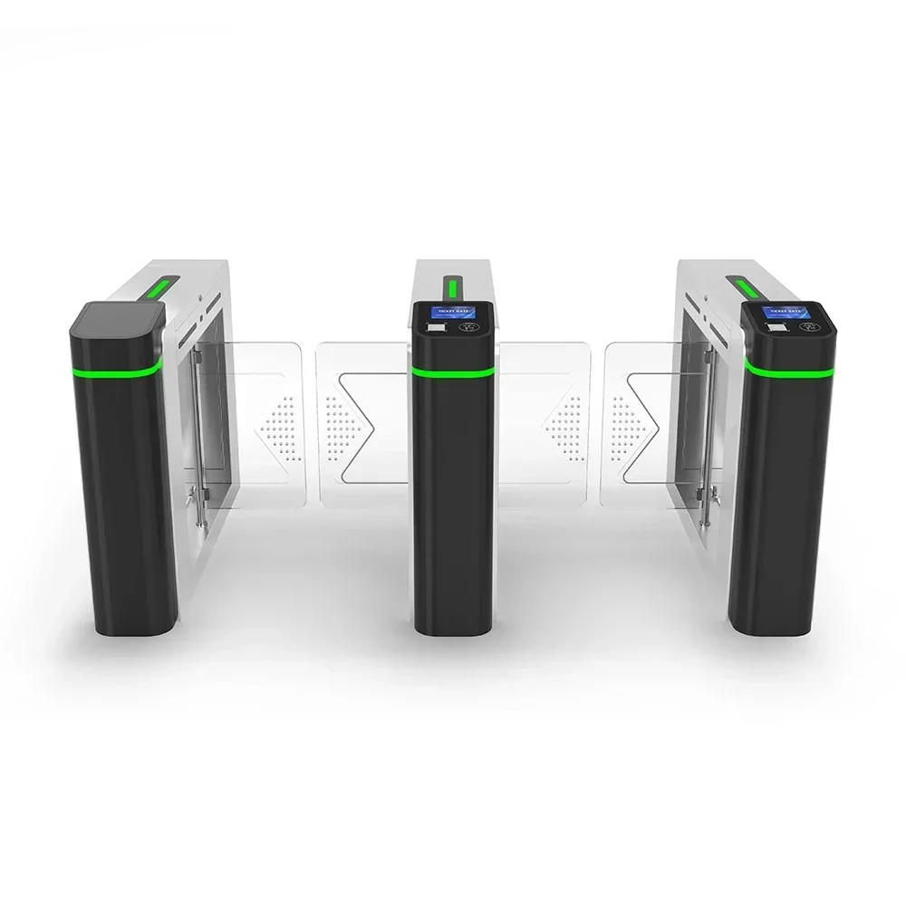 Swing Barrier Turnstile Gate With Screen, Card Reader, QR Code, And Facial Recognition For Public Spaces