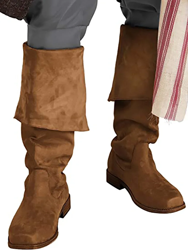 Herren Kunstwildleder Kniehohe Winddichte Schuhe Retro Piratenfilm Kapitän Stiefel Mittelalterliche Cosplay Lange Stiefel – Detail 9