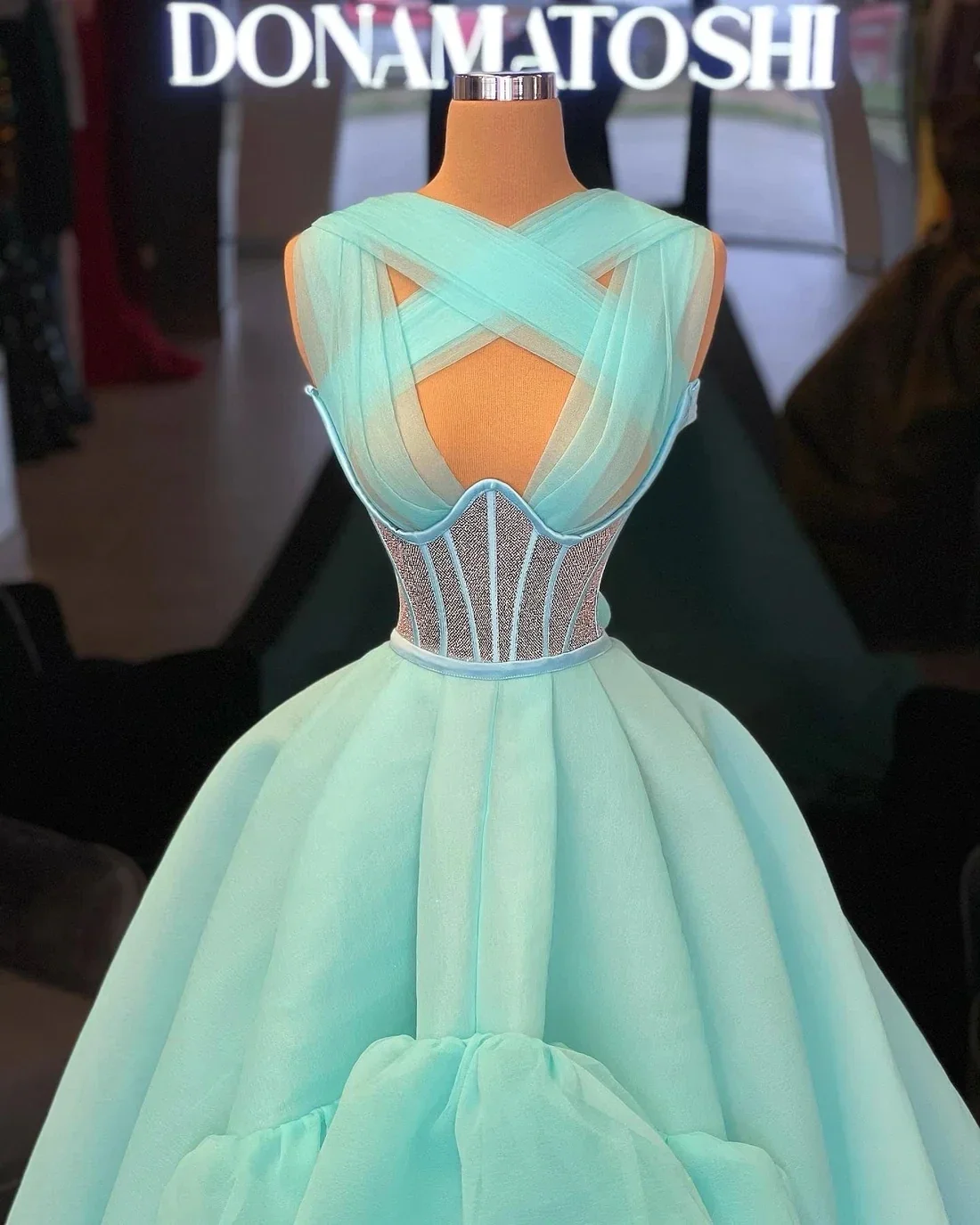 Turquoise Prom Dresses Haute Couture Halter High Low Saudi Arabia Dubai Robe De Soiree Evening Dress Gown Customized