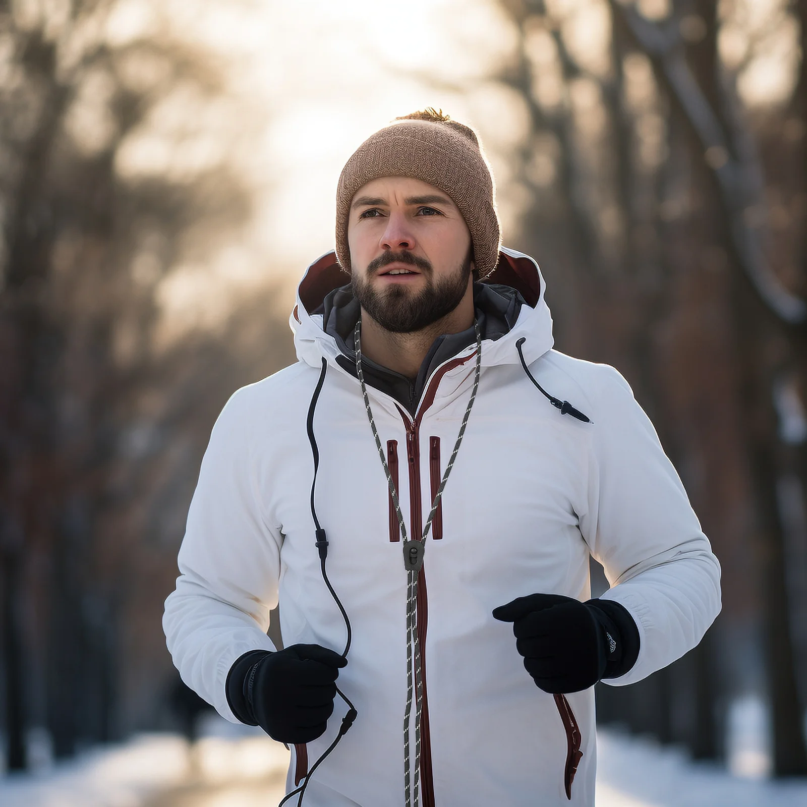

Черные регулируемые зимние лыжные перчатки, поводок, безопасный шейный ремень с защитой от потери и зажимами для сноуборда, спортивные перчатки на открытом воздухе, ремешок