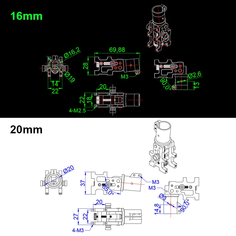 

RJXHOBBY V3 Z16 / Z20 / Z35 / Z40 /Z50 CNC Aluminum Folding down Arm Tube for RC Quadcopter Drone
