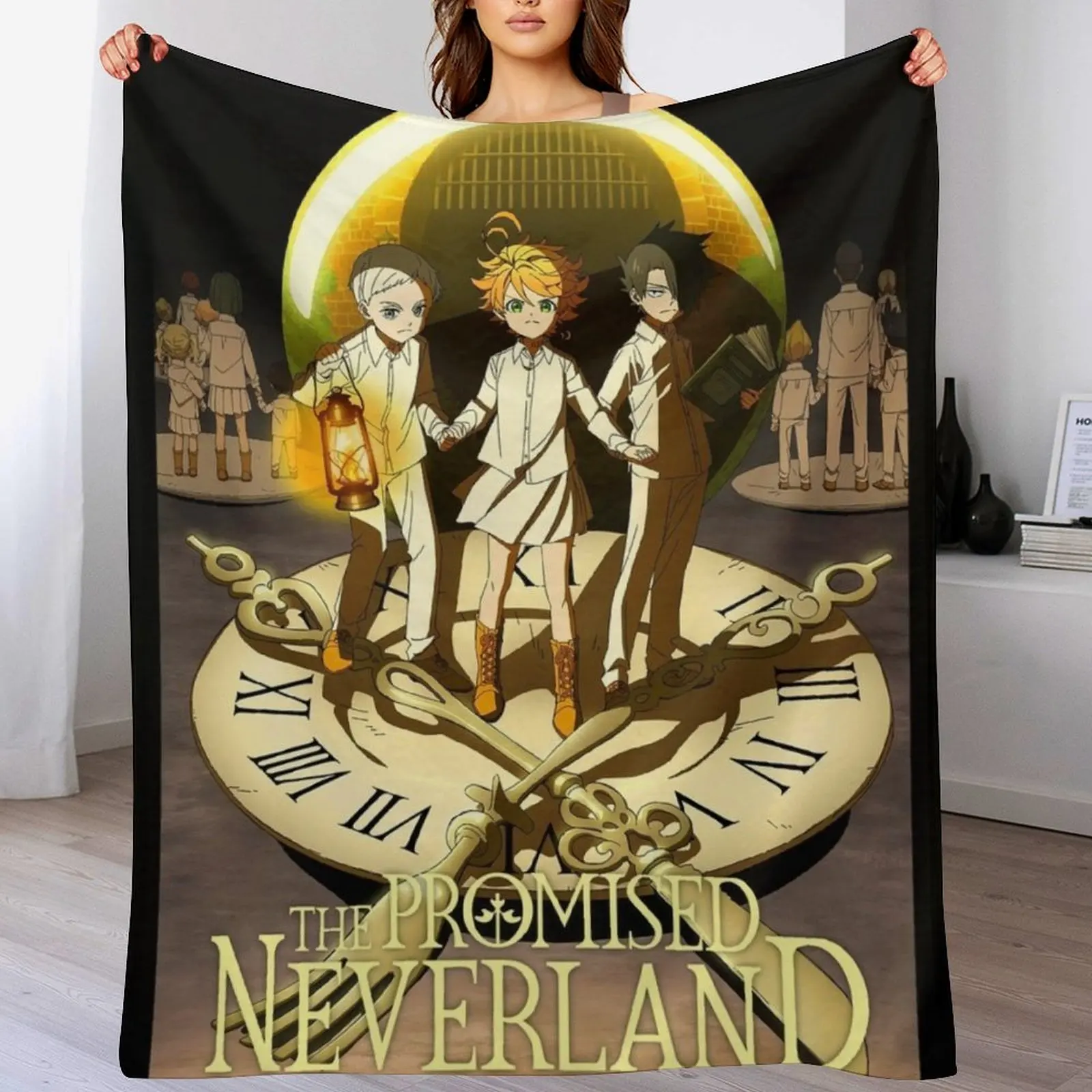 

The Promised Neverland Trio Throw Blanket Outdoor Soft Blanket for Picnic Beach Camping