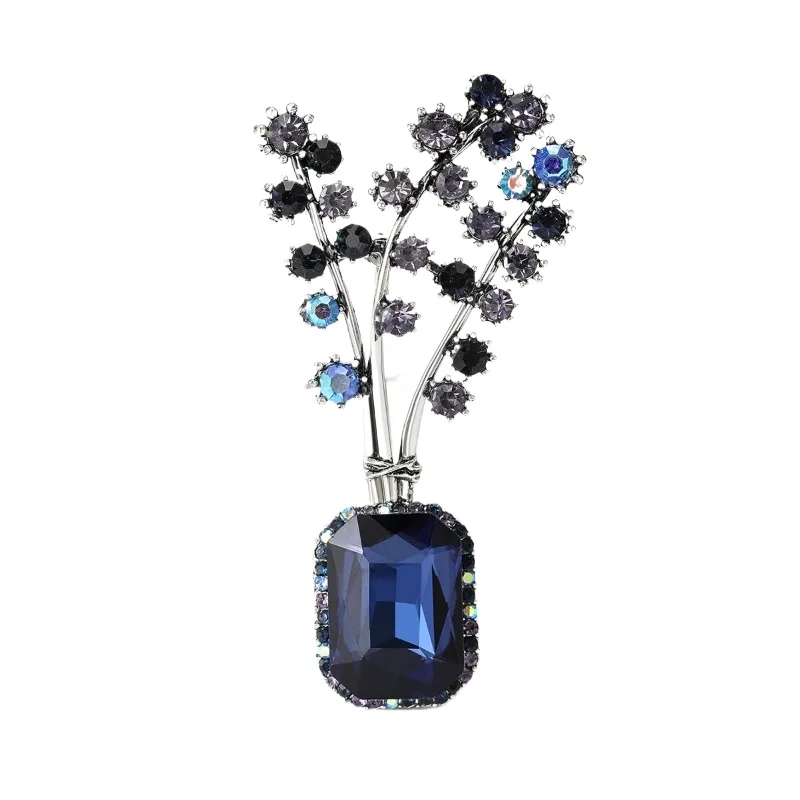 

*Rhinestone Flower Vase Brooches for Women Plant Pins Event Party Backpack Decoration Clothes Accessories