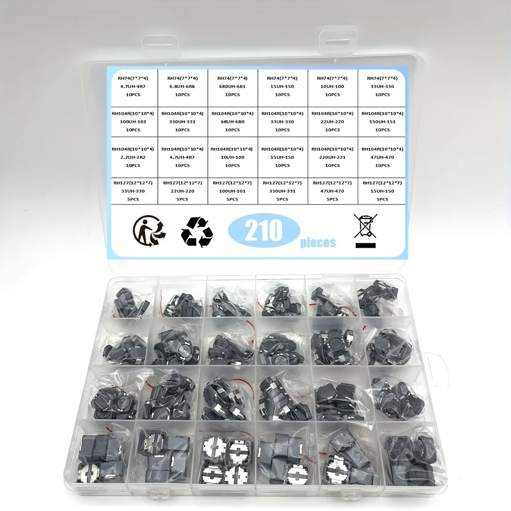 205 PCS/LOT 24 Kinds SMD Power Inductor RH74 RH127 CDRH104R 10uH 22uH 33uH 220 330 331 10*10*4mm Shielded Winding