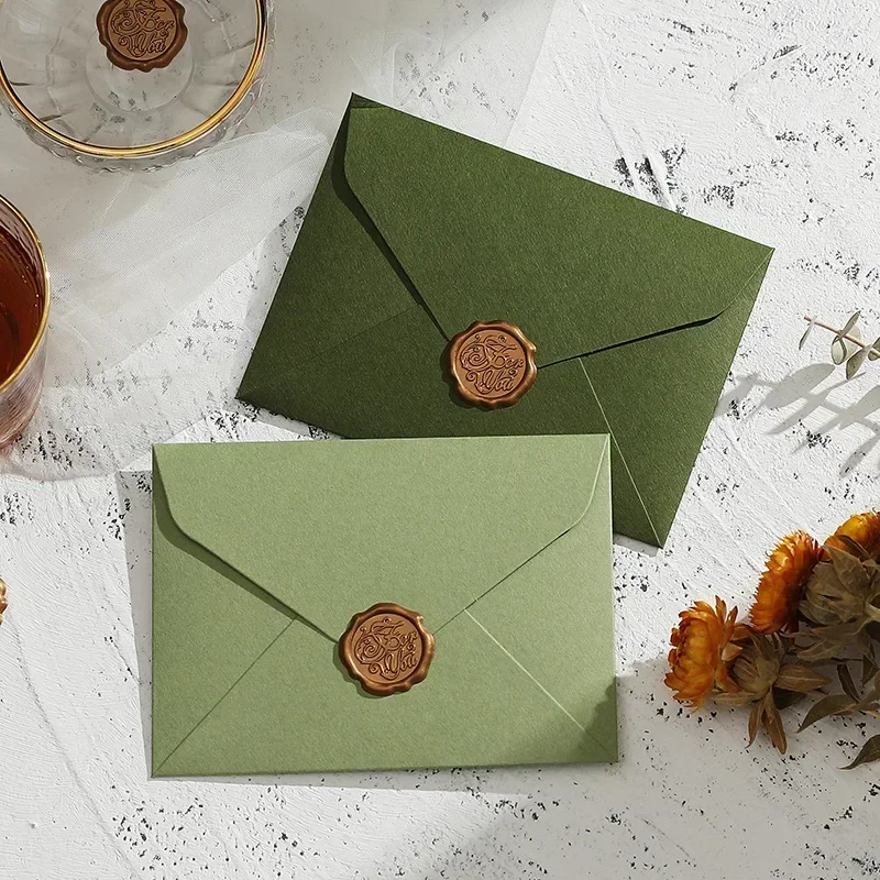 5pcs Kawaii Green Envelopes High-grade Thick Envelopes Gifts Packing Wedding Party Invitations Cards Cover Korean Stationery