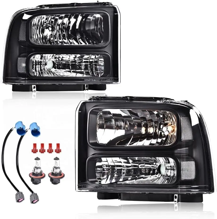 

Фары в сборе, совместимые с Ford Super Duty F250 F350, Truck Excursion Conversion 1999-2004, фары, лампы, прозрачные линзы