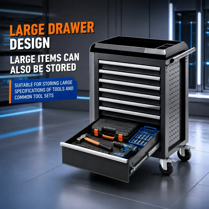 Industrial Heavy Duty Tool Cart 7 Drawers Side Hanging Movable Hardware Toolbox Auto Repair Shop Parts Trolley