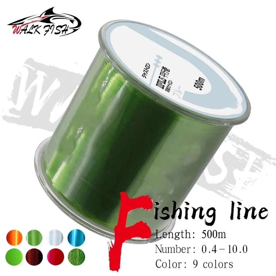 WALK FISH-sedal de pesca de 500m para verano, aparejos de nailon de monofilamento súper fuerte, fluorocarbono de mar 2-35LB, productos japoneses