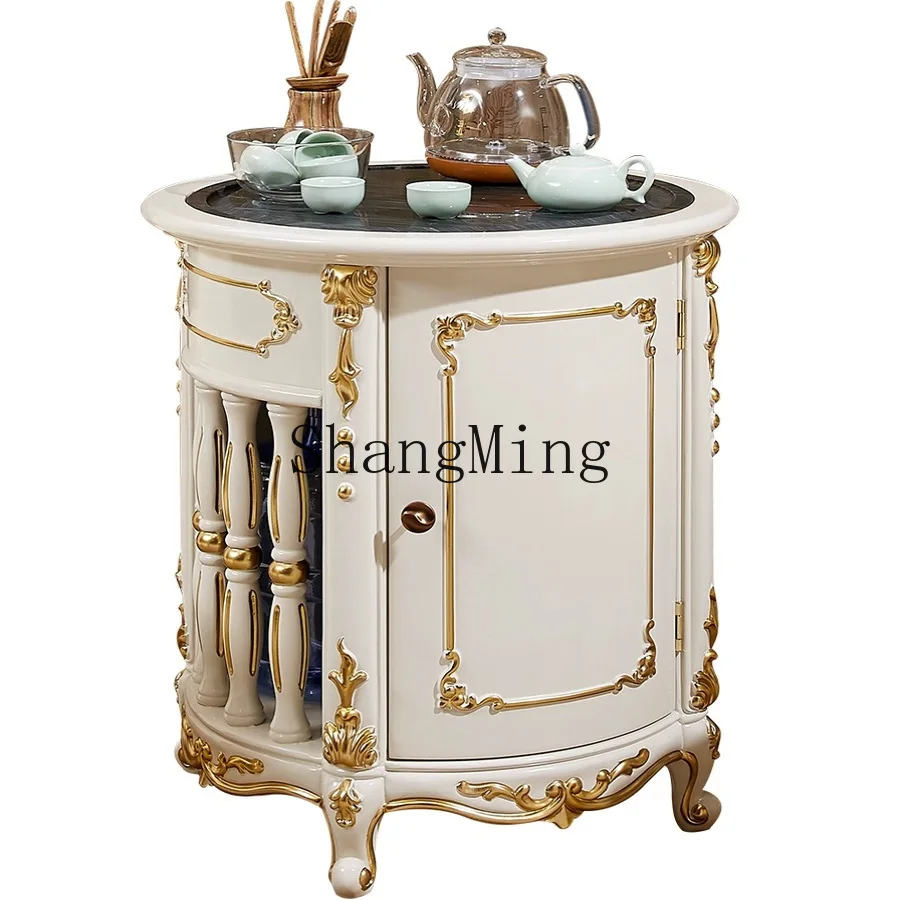 CL  table solid wood mobile small tea table balcony solid wood  cart sofa side  small  tea integrated