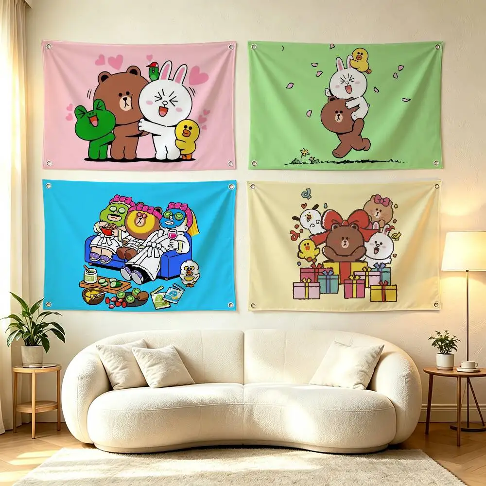 Cartoon L-Lines Friends  Flags Wall Hanging Tapestry Outdoor Garage Room Decorative flag Background Blanket