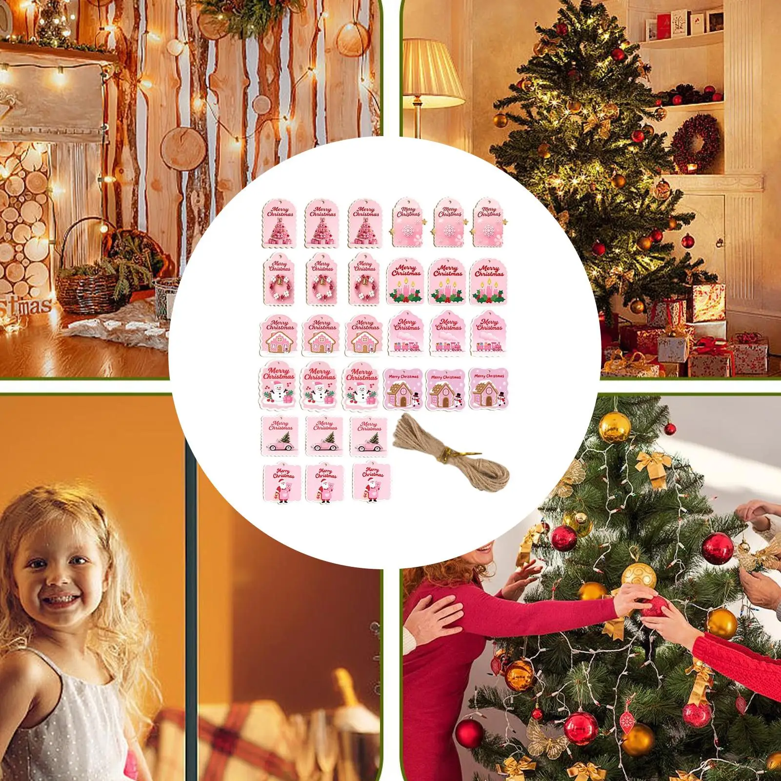 

Christmas Tags 30 Pieces Card Ornaments Wooden Tags With Rope And Holes For Holiday Crafting Birthday Halloween Party Favors