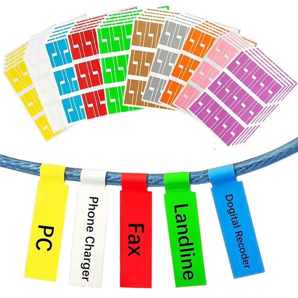 Waterproof Cable Labels Tags Can Write On Self Adhesive Cord Labels Makers Printable P-shaped Label Stickers Wire Labels