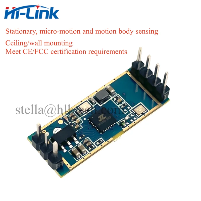 Presença Humana e Sensor de Movimento, Radar de Longa Distância e Ângulo Maior, Módulo Ranging FMCW, HLK-LD2412, 24G, 9m, LD2412