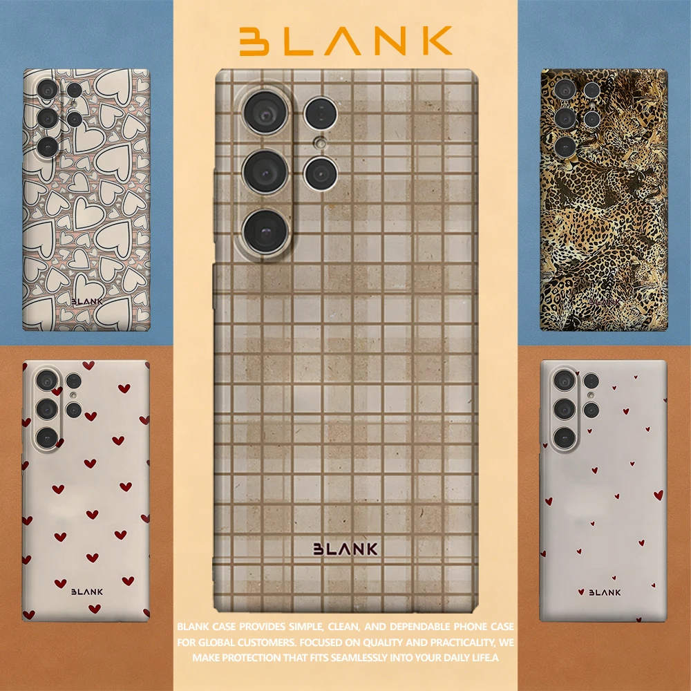 Beige Grid Texture For Samsung Galaxy S26 S25 S24 A56 A36 Phone Case Protection Cover for Women Girl Blank