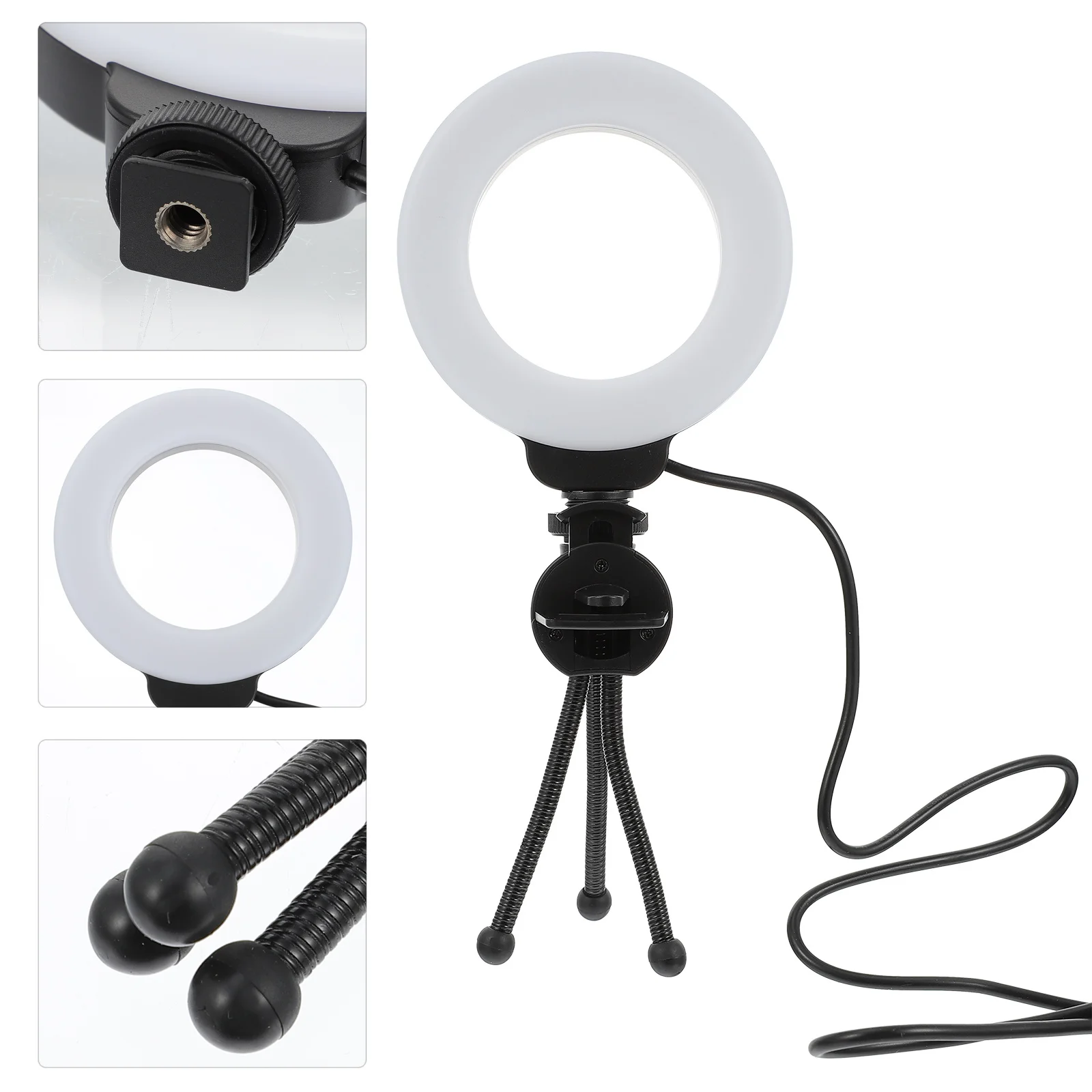 

1 set Mini Ring Light Adjustable Brightness For Video Broadcasting Soft Uniform Lighting Camera Fill Light Webcam Photography
