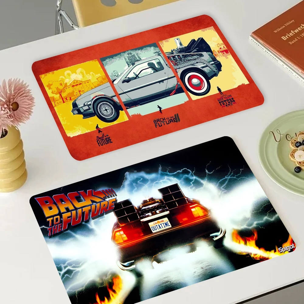 Retro Back To The Future Quick Drying Dish Mat Printed Kitchen Tableware Coffee Draining Pad Dinnerware Cup Bottle Placemat