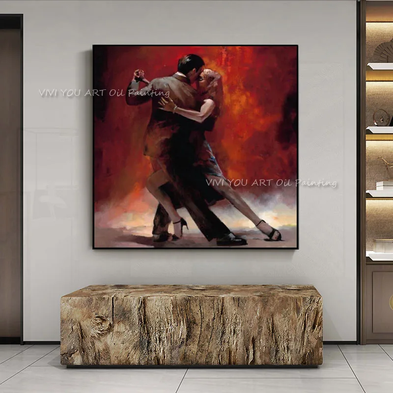 Couple dancing Tango oil panting 100% Hand painted painting dancing dancer figure wall art painting For Home Wall Decor