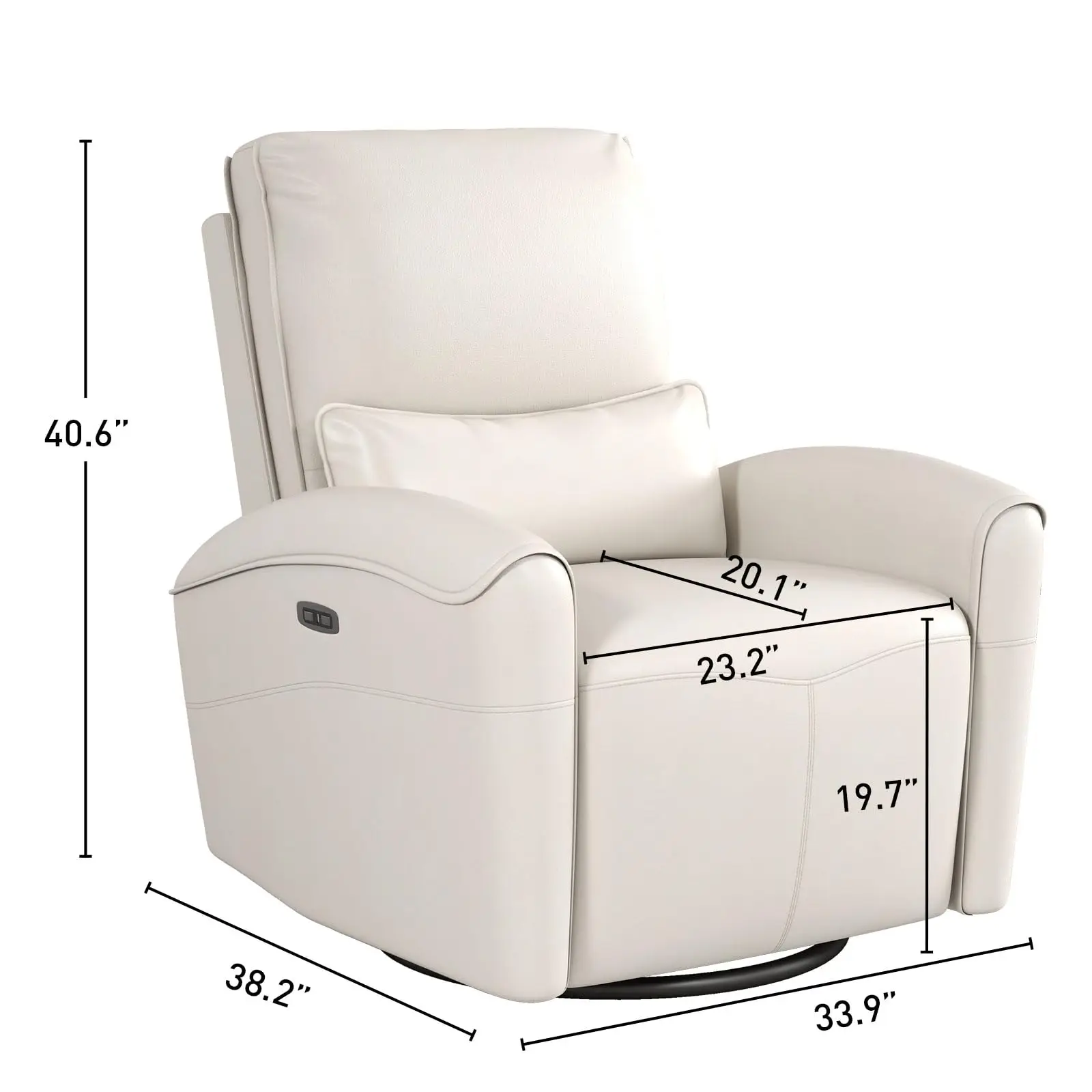 Power Swivel Rocker Recliner Chair with USB Port, 23.2