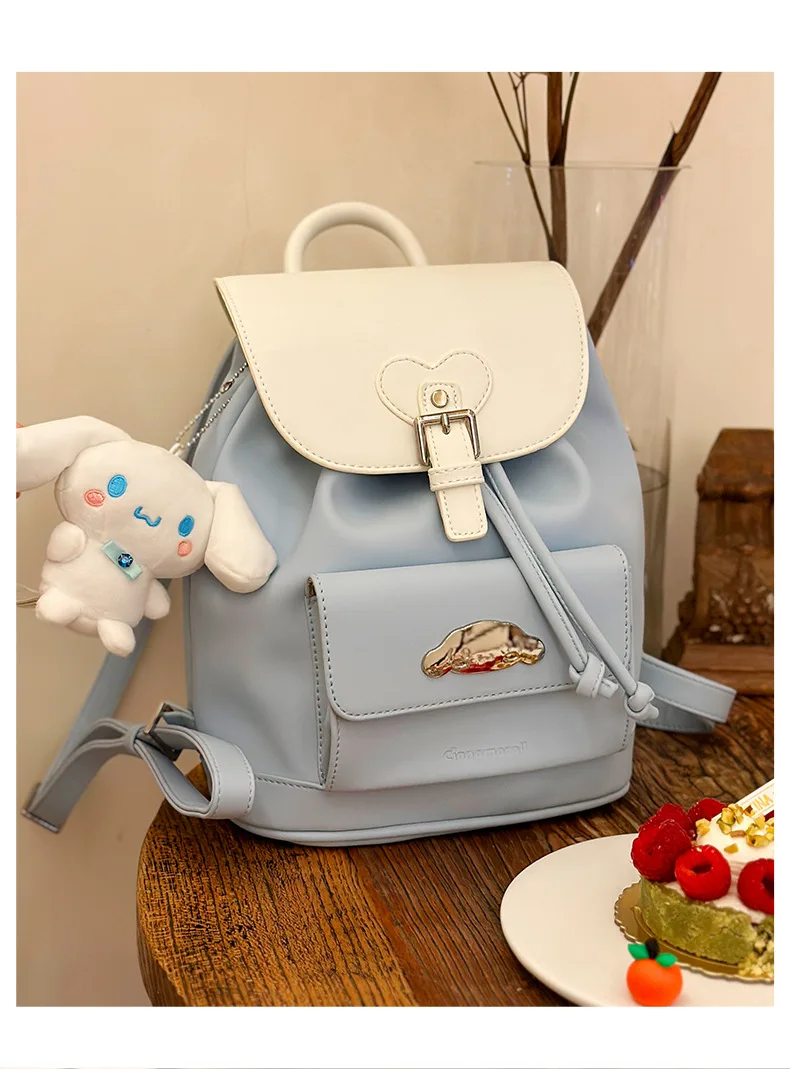 

Sanlio Hellokitty Chain Shoulder Bag Female Drawstring Lock Buckle Backpack Color Collision Student Schoolbag Kawaii Backpack