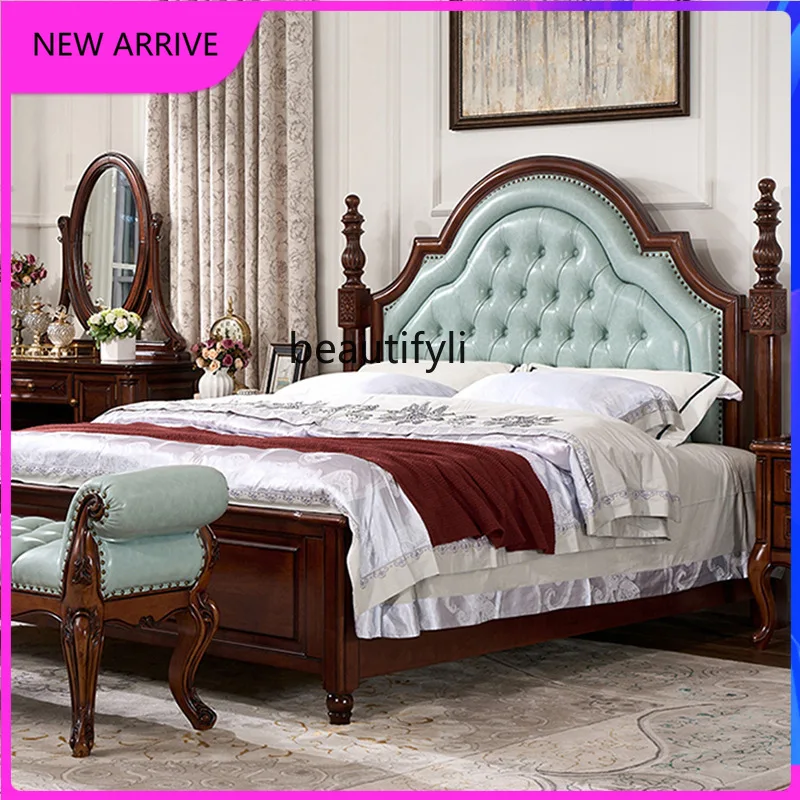 C89 Mahogany core wood American all solid wood soft bag bed 1.8 meters double bed 1.5 meters