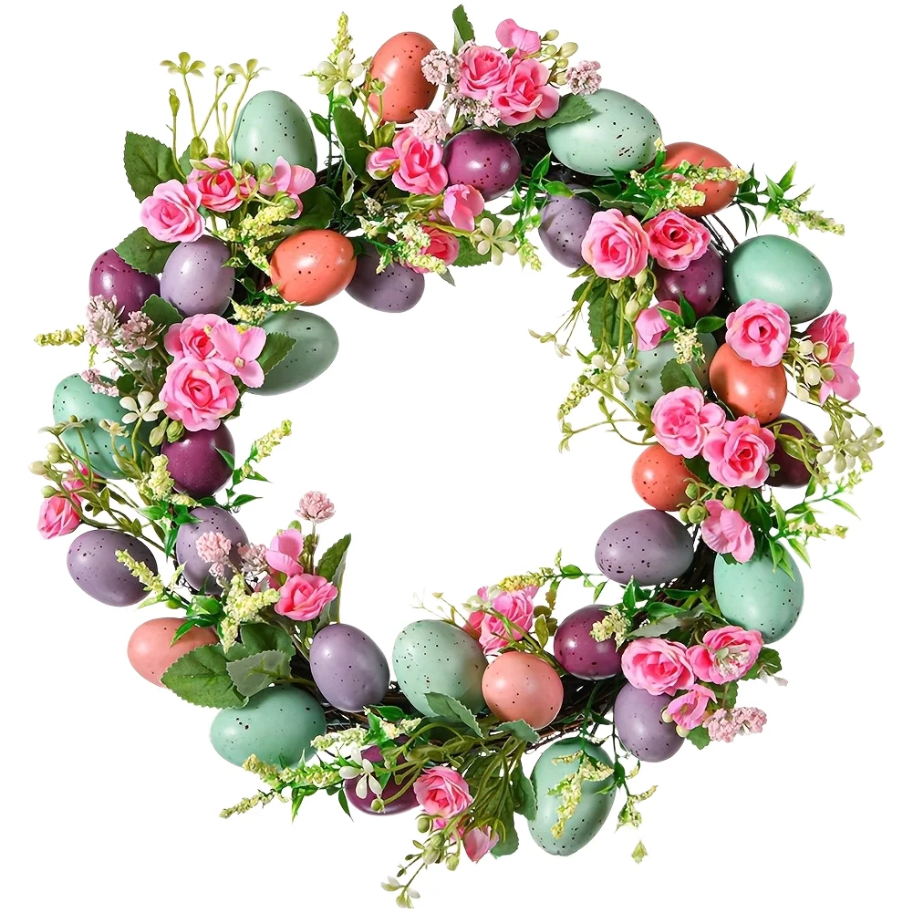 

Розовый пасхальный венок, универсальный декор для дома, венок ручной работы из шелковых цветов, устойчивое к выцветанию покрытие, ручная работа