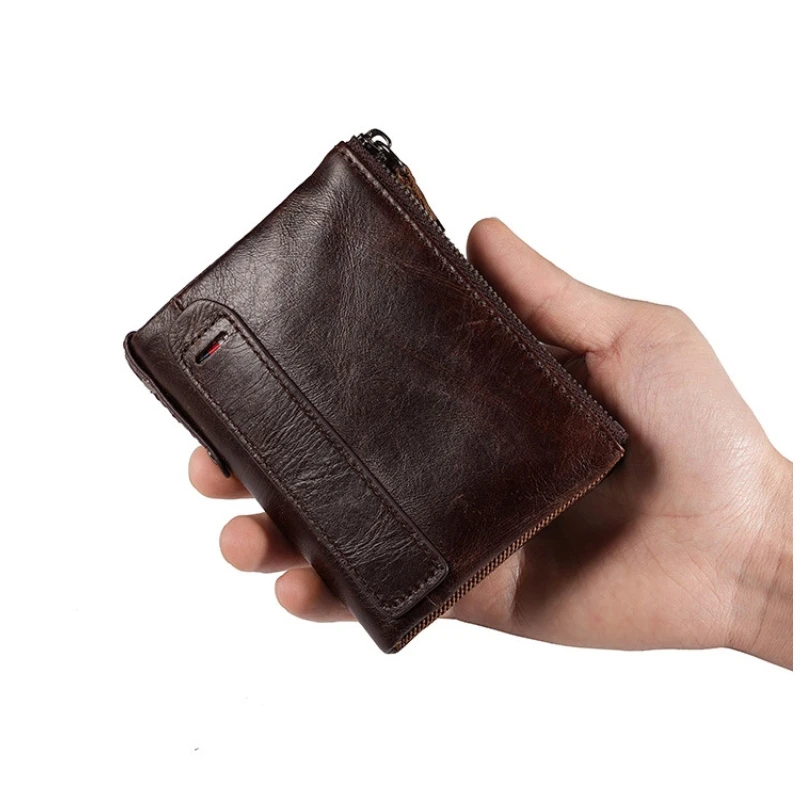 YETTIES Men's Short RFID Leather Wallet, Top Grain Cowhide Card Holder, Compact Bifold Money Clip Purse with Multiple Slots