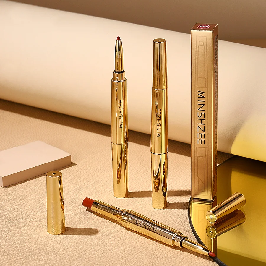 6 colors optional matte double-ended lipstick lip liner suitable for all skin types non-stick long-lasting lipstick