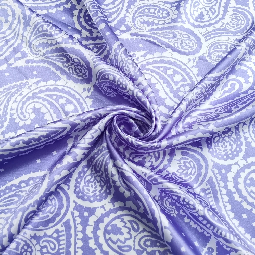 1 meter X 1.48 meter Paisley Print Satin Fabric Soft Scarf Material Lining