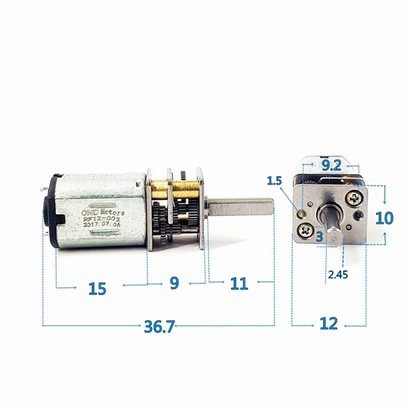 N20 Micro Metal DC 3V 6V Gear Motor Gear Wheel Gear Motor Engine Reducer Low Speed 100~200RPM Mini Reduction Motor