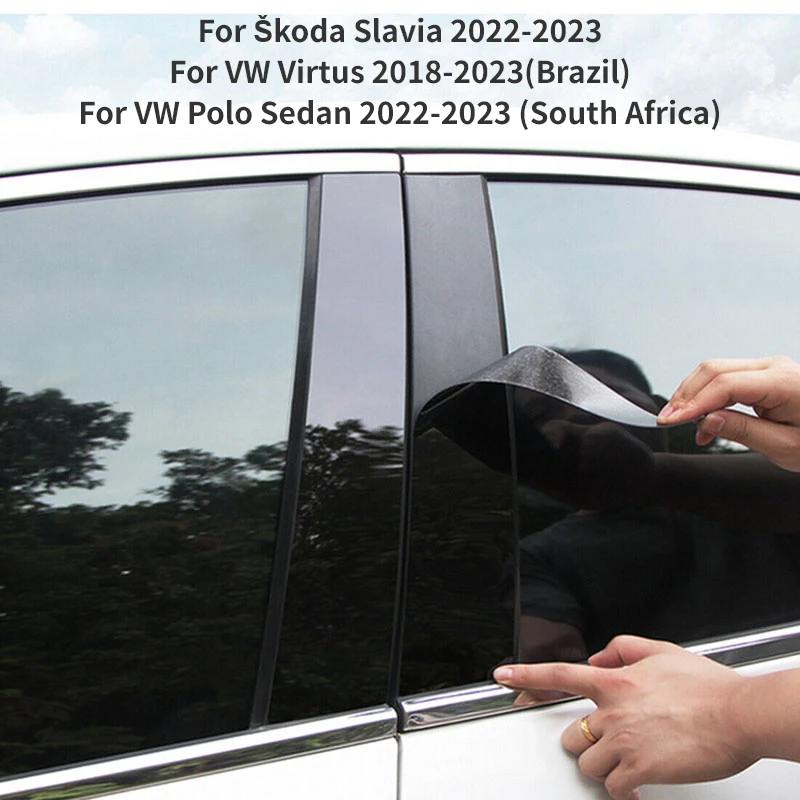 8Pcs/Set Car Door Window Pillar Post Cover Trim Stickers Accessories for Volkswagen Virtus 2018-2023 for Škoda Slavia 2022-2023