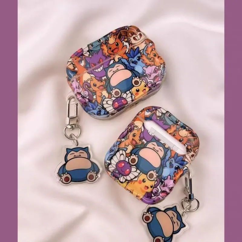 حافظة كرتونية لطيفة من بيكاتشو لأجهزة AirPods 4 حافظة لأجهزة Airpods 1 2 3 Pro Pro2 غطاء حماية مع غطاء سماعة رأس بخاصية البلوتوث