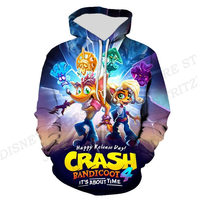 Crash Bandicoot 3d Print Hoodies Children\'s Fashion Funny Hoodie Kids Hip Hop Hoodie Boys Coats Women Sweats Anime Game Sweats