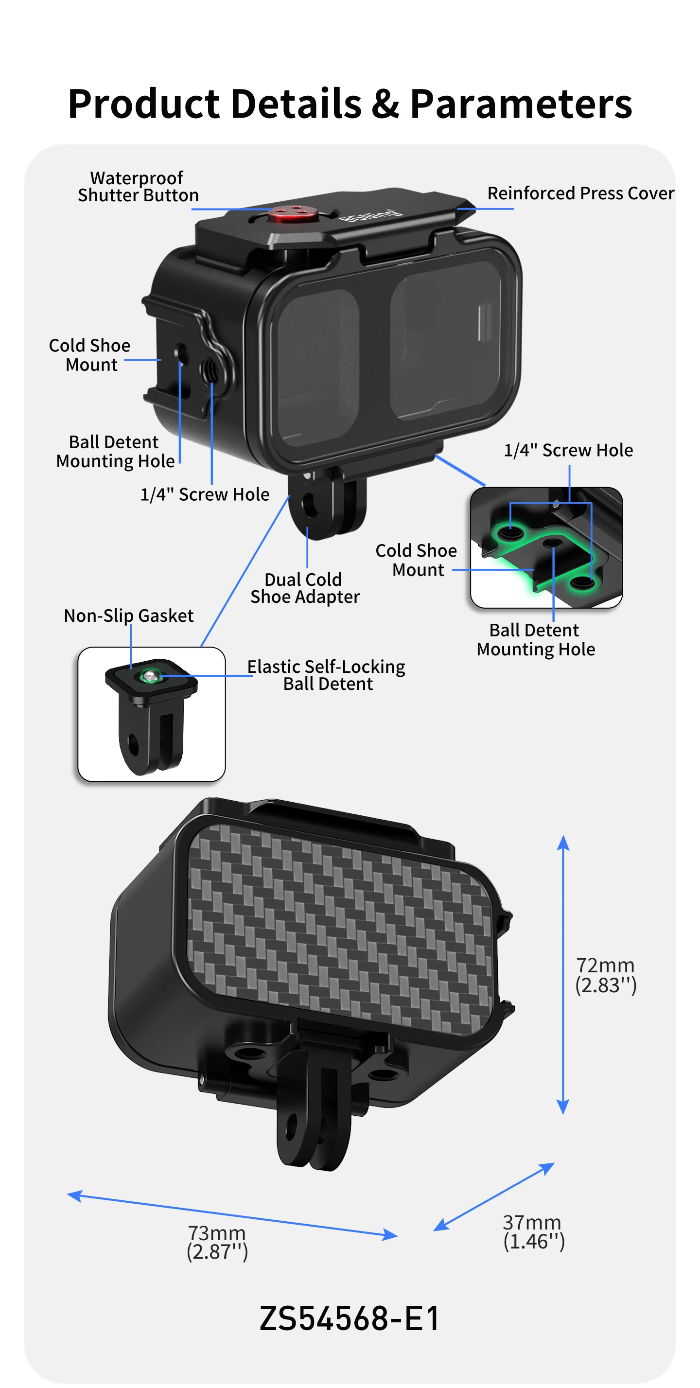 Unterwasser-Schnellverschluss Horizontaler Vertikaler Stativadapter Tauchgehäuse für DJI Osmo Nano Kamera 80M Wasserdichter Metallkäfig – Detail 16