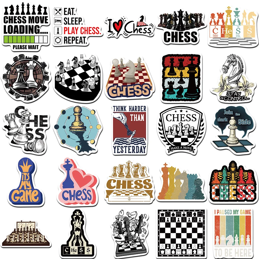 10/30/50Pcs Chess Game Sticker Waterproof Decal Laptop Motorcycle Luggage Snowboard Fridge Phone Car Sticker