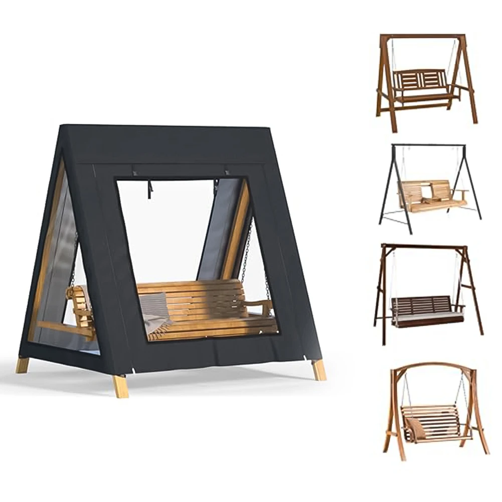 Housse de balançoire extérieure pour balançoire de patio AFrame 72 x 55 x 67 pouces, tissu Oxford imperméable avec fenêtres enroulables pour la ventilation