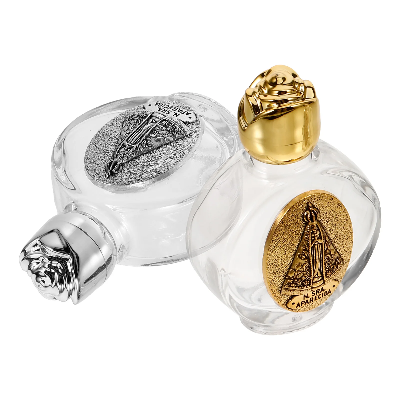 

2Pcs Metal Water Bottles Glass Holy Water Bottle Portable Small Refillable Bottle for Religious Blessings Church Use and