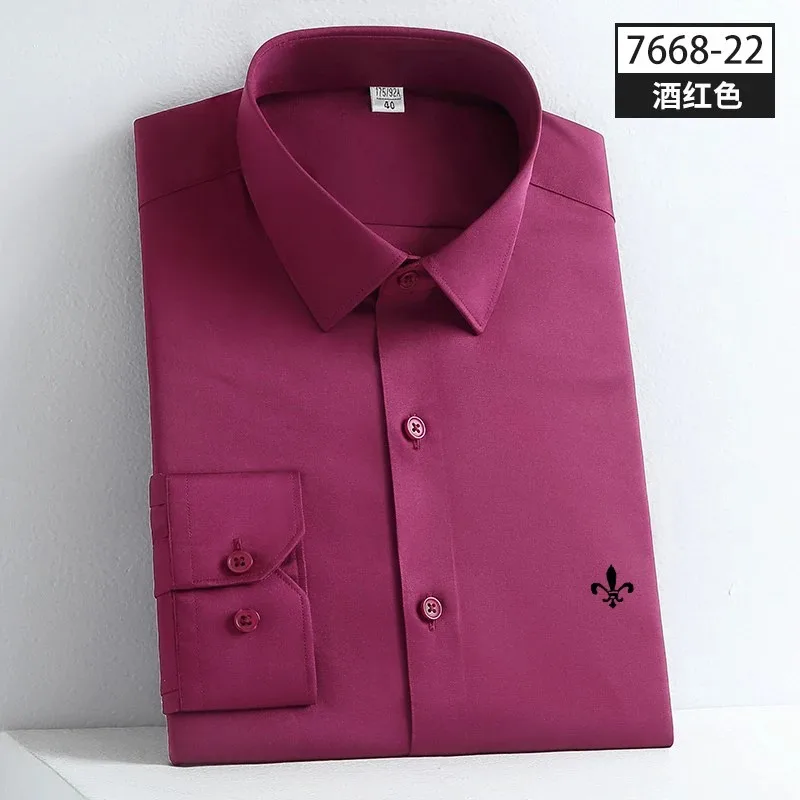 Erstklassige nova marca de moda cor sólida luxo designer camisas 2023 masculino fino ajuste camisa manga longa clássico lässig