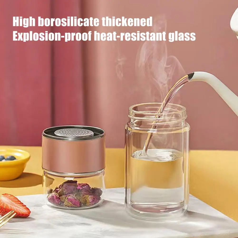 Double Glass Cup Double Insulation Cup Glass Infuser Bottle Double Wall Tea Tumbler Insulated Loose Leaf Brewer for Hot Drinks
