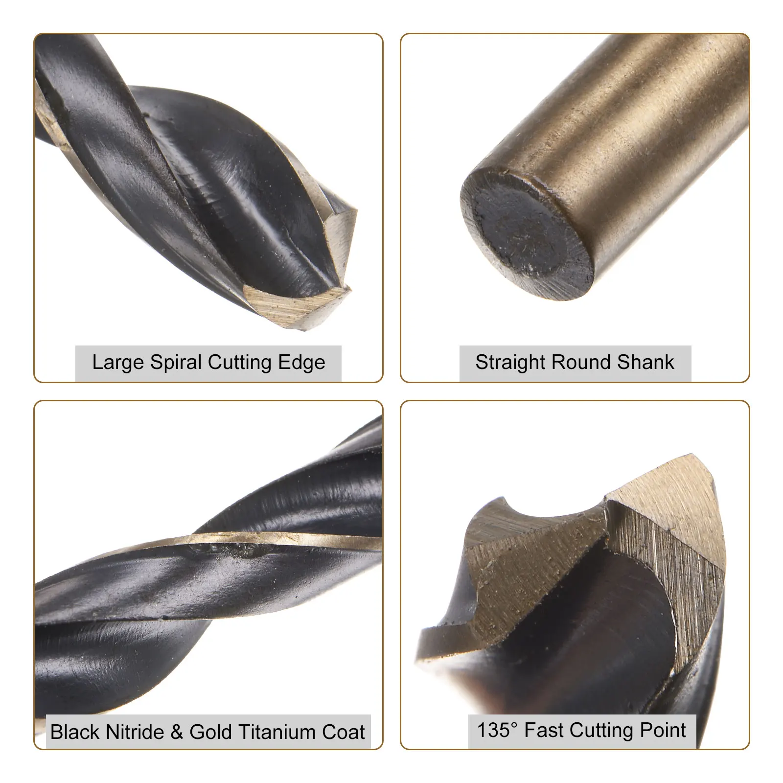 Uxcell 6pcs Jobber Drill Bits 3/3.2/3.5/4/4.5/5/5.5/6/6.5mm Nitride Titanium Coated M2 High Speed Steel (HSS) Twist Drill Bits