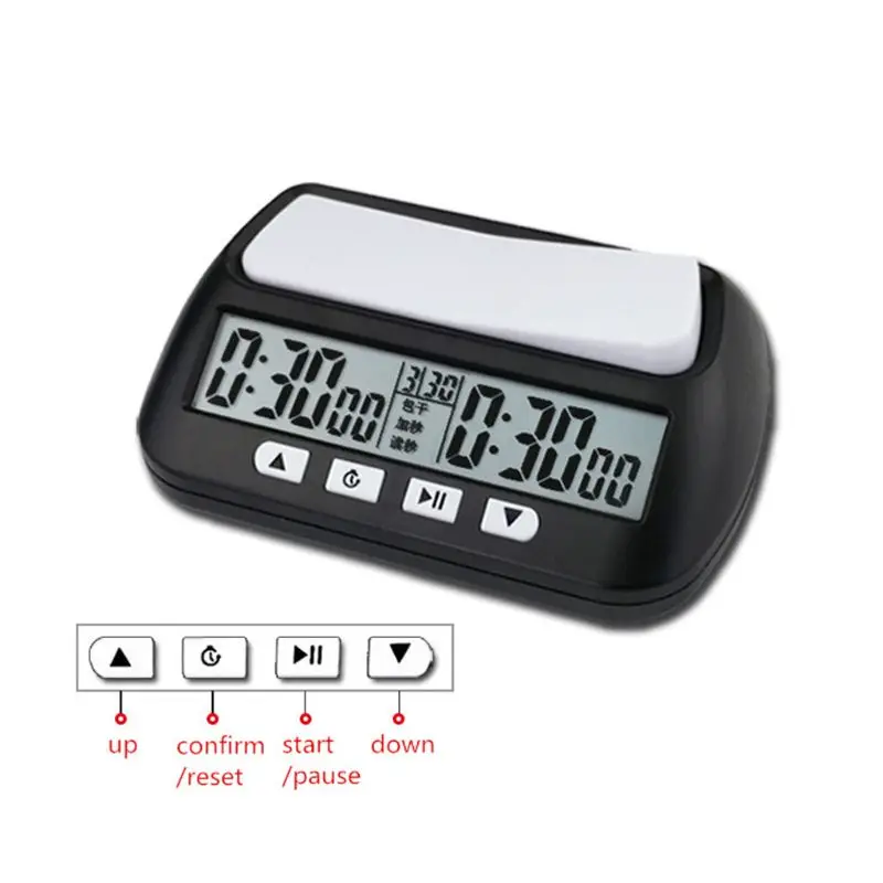 Professional Chess Clock Compact Digital Watch Count Up Down Timer Board Game Stopwatch Bonus Competition Hour Meter