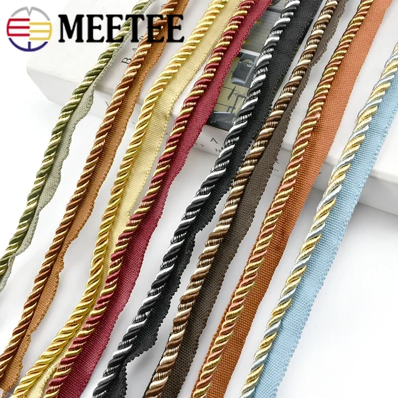 Meetee 2/4Meters 6mm Two-color Lace Rope Sofa Curtain Decorative Strap Webbing Cord DIY Sewing Handmade Material Accessories