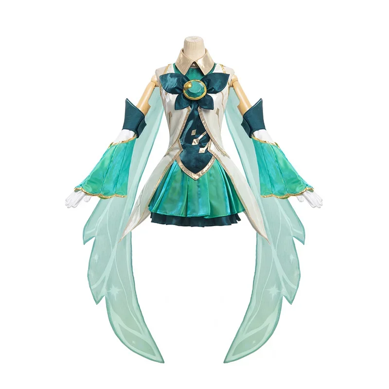 LOL Star Guardian Sona Cosplay Costume Game LOL Sona Costume Halloween Outfit Full Set LOL Character Green Cos Costume