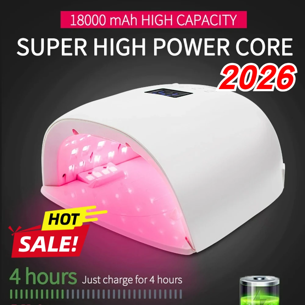

2026 Rechargeable Cordless Nail Lamp 86W UV LED Light for All Gel Nail Polish Fast Dry with Sensor LCD Timer 52 LEDs Portable