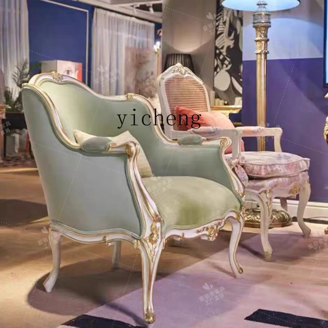 كرسي أريكة فردي من TWR مصنوع من الخشب الصلب المنحوت لغرفة المعيشة كرسي نمر للترفيه #3