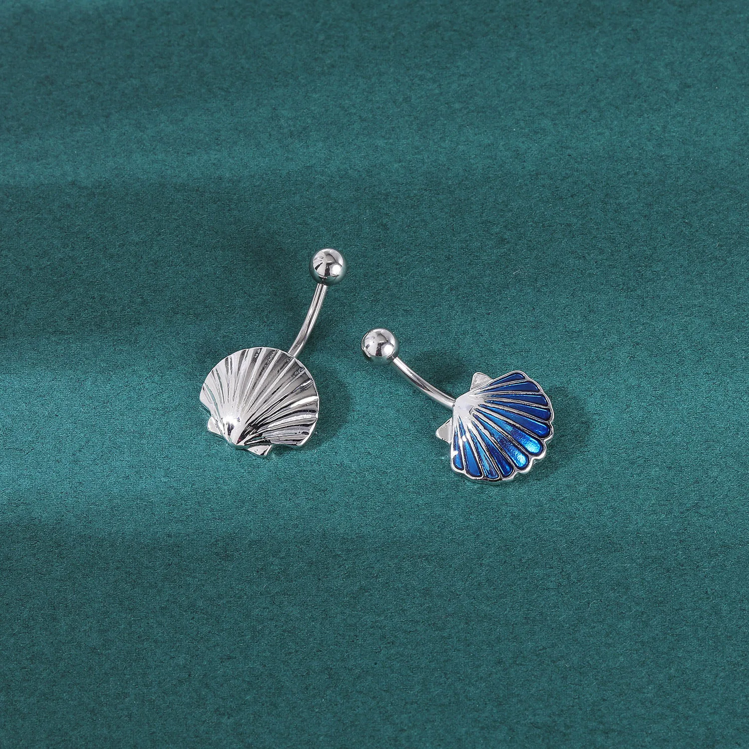 AOEDEJ 14G 1PC Shell Belly Piercing Ring Crystal Starfish Navel Ring Pearl Body Piercing Jewelry Summer Women Shell Belly Ring