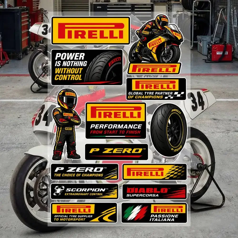Pegatinas de PVC Impermeables con Diseño de Grafiti Estético PIRELLI para Coche, Motocicleta, Patineta, Casco, Cuaderno