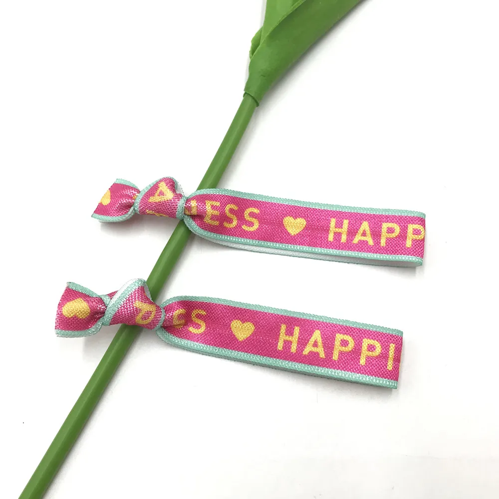 BRAVE JUST BREATHE HAPPY Print Letter Elastic Webbing 30Pcs 15mm  Fold Over Elastic Band Hair Tie FOE Ribbon Bracelet Ponytail