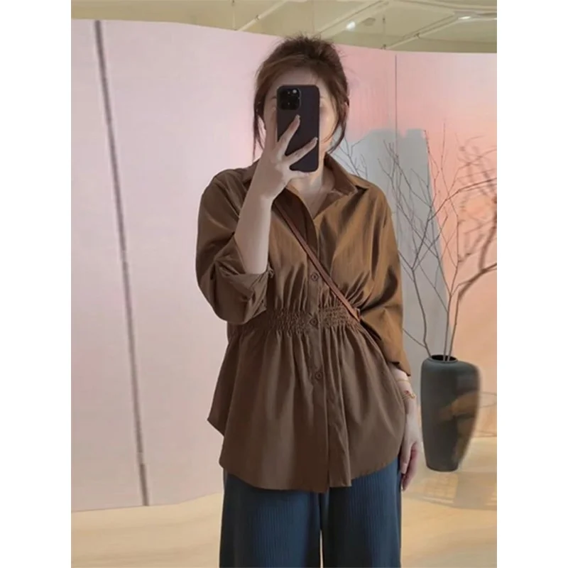 

plus Size Women's irt Waist Cinched Loose Ne Autumn Faion plus Size Clothing Comfortable Korean Sle Long Sve
