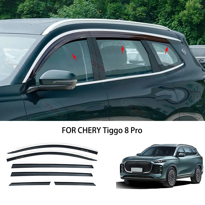 

Автомобильные аксессуары подходят для CHERY Tiggo 8 Pro 2024 2025 ABS черный водонепроницаемый козырек на дверь, окно, вентиляционные шторы, защита от солнца и дождя